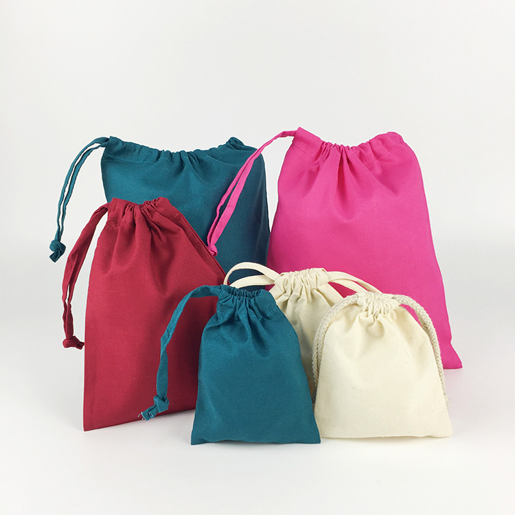 Medium Size Drawstring Cotton Bag Customized Design Reusa...
