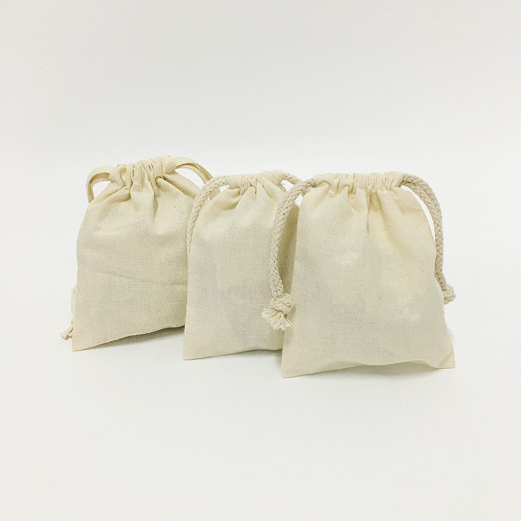 Small Jewelry Packaging Natural Blank Cotton Canvas Gift Drawstring Bag Promotion